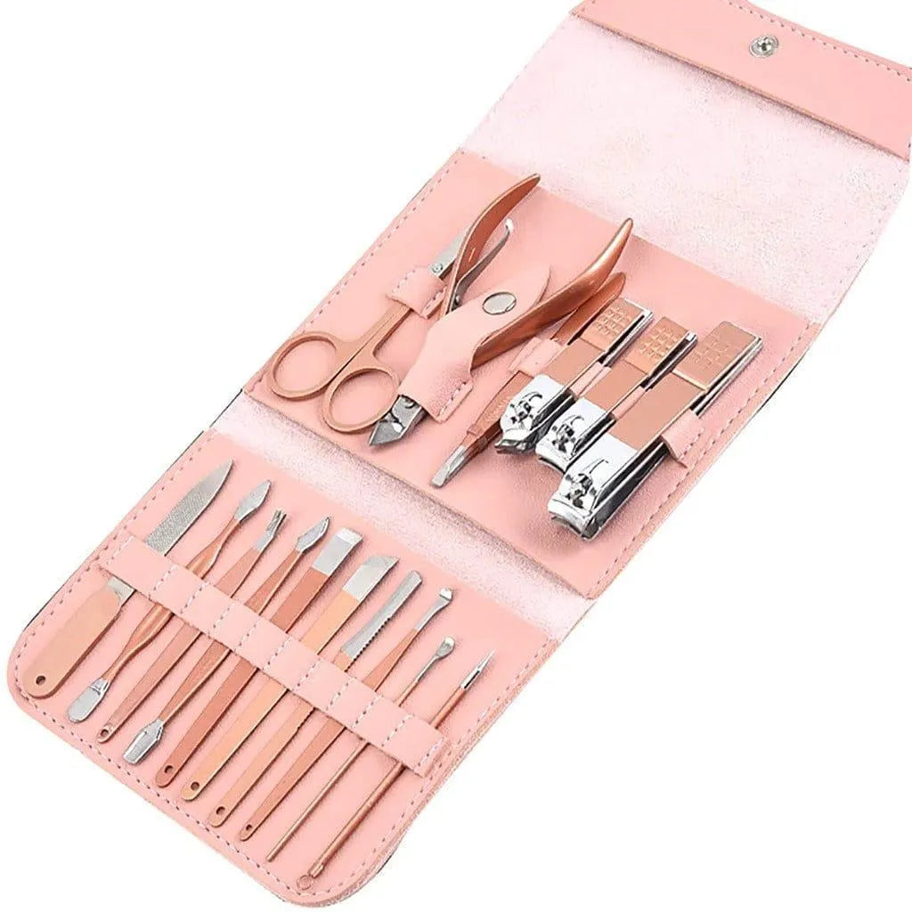 Premium Stainless Steel Manicure Pedicure Kit 16 Pcs Travel Friendly