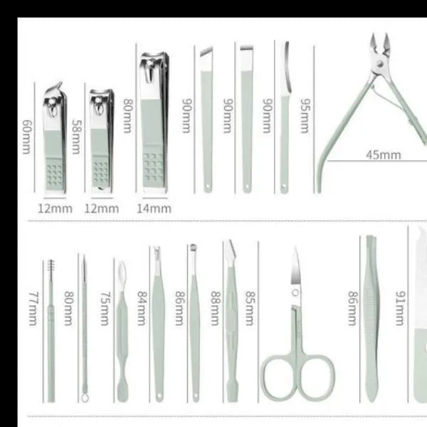 Premium Stainless Steel Manicure Pedicure Kit 16 Pcs Travel Friendly