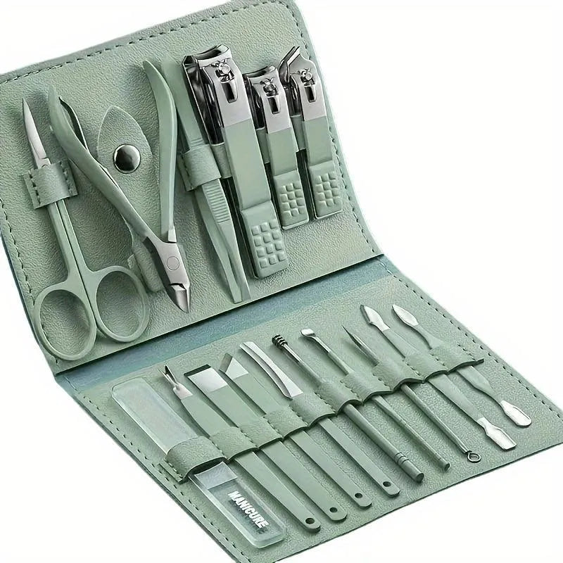 Premium Stainless Steel Manicure Pedicure Kit 16 Pcs Travel Friendly
