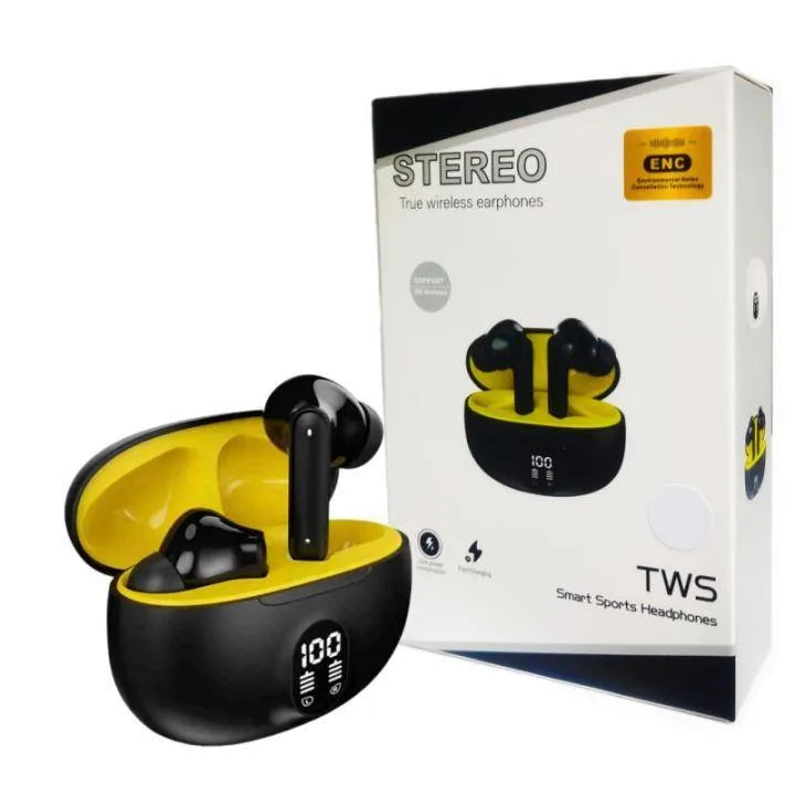 Black TWS Earbuds Bluetooth 5.3 Fast Charge All-Day Comfort